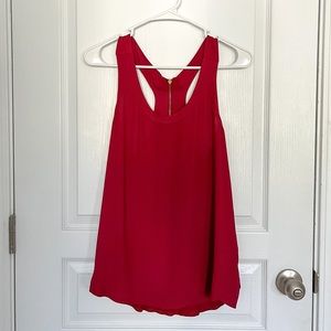 Express Racerback Zip Up Tank Top Blouse - Red